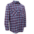 Men's 100% Cotton Flannelette Shirt Long Sleeve Plaid Check Flannel w Pockets, Patriot Blue Plaid, XL