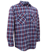 Men's 100% Cotton Flannelette Shirt Long Sleeve Plaid Check Flannel w Pockets, Patriot Blue Plaid, XL