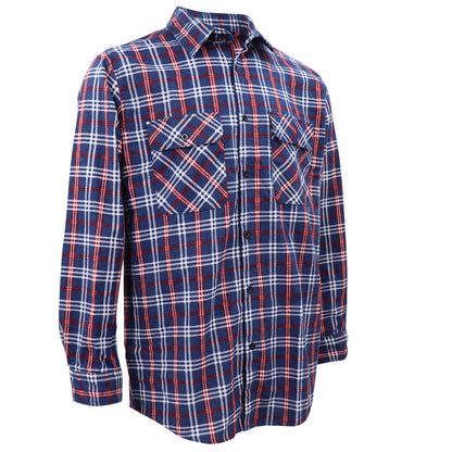 Men's 100% Cotton Flannelette Shirt Long Sleeve Plaid Check Flannel w Pockets, Patriot Blue Plaid, XL V474-666602