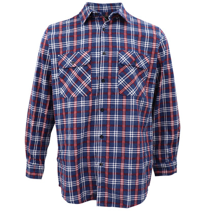 Men's 100% Cotton Flannelette Shirt Long Sleeve Plaid Check Flannel w Pockets, Patriot Blue Plaid, XL V474-666602