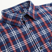 Men's 100% Cotton Flannelette Shirt Long Sleeve Plaid Check Flannel w Pockets, Patriot Blue Plaid, XL