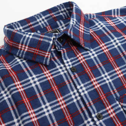 Men's 100% Cotton Flannelette Shirt Long Sleeve Plaid Check Flannel w Pockets, Patriot Blue Plaid, 2XL V474-666603