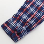 Men's 100% Cotton Flannelette Shirt Long Sleeve Plaid Check Flannel w Pockets, Patriot Blue Plaid, 2XL