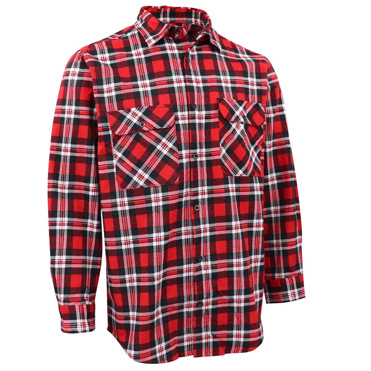 Men's 100% Cotton Flannelette Shirt Long Sleeve Plaid Check Flannel w Pockets, Crimson Knight Plaid, L V474-666607