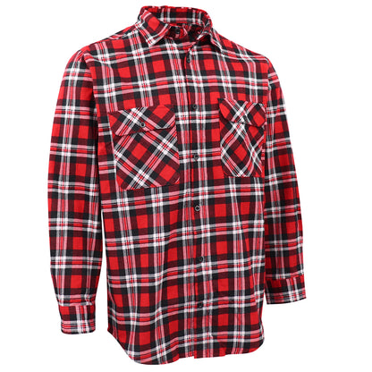 Men's 100% Cotton Flannelette Shirt Long Sleeve Plaid Check Flannel w Pockets, Crimson Knight Plaid, 2XL V474-666609