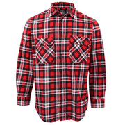 Men's 100% Cotton Flannelette Shirt Long Sleeve Plaid Check Flannel w Pockets, Crimson Knight Plaid, 2XL