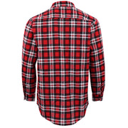 Men's 100% Cotton Flannelette Shirt Long Sleeve Plaid Check Flannel w Pockets, Crimson Knight Plaid, 2XL