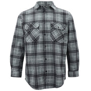 Men's 100% Cotton Flannelette Shirt Long Sleeve Plaid Check Flannel w Pockets, Granite Gray Plaid, S