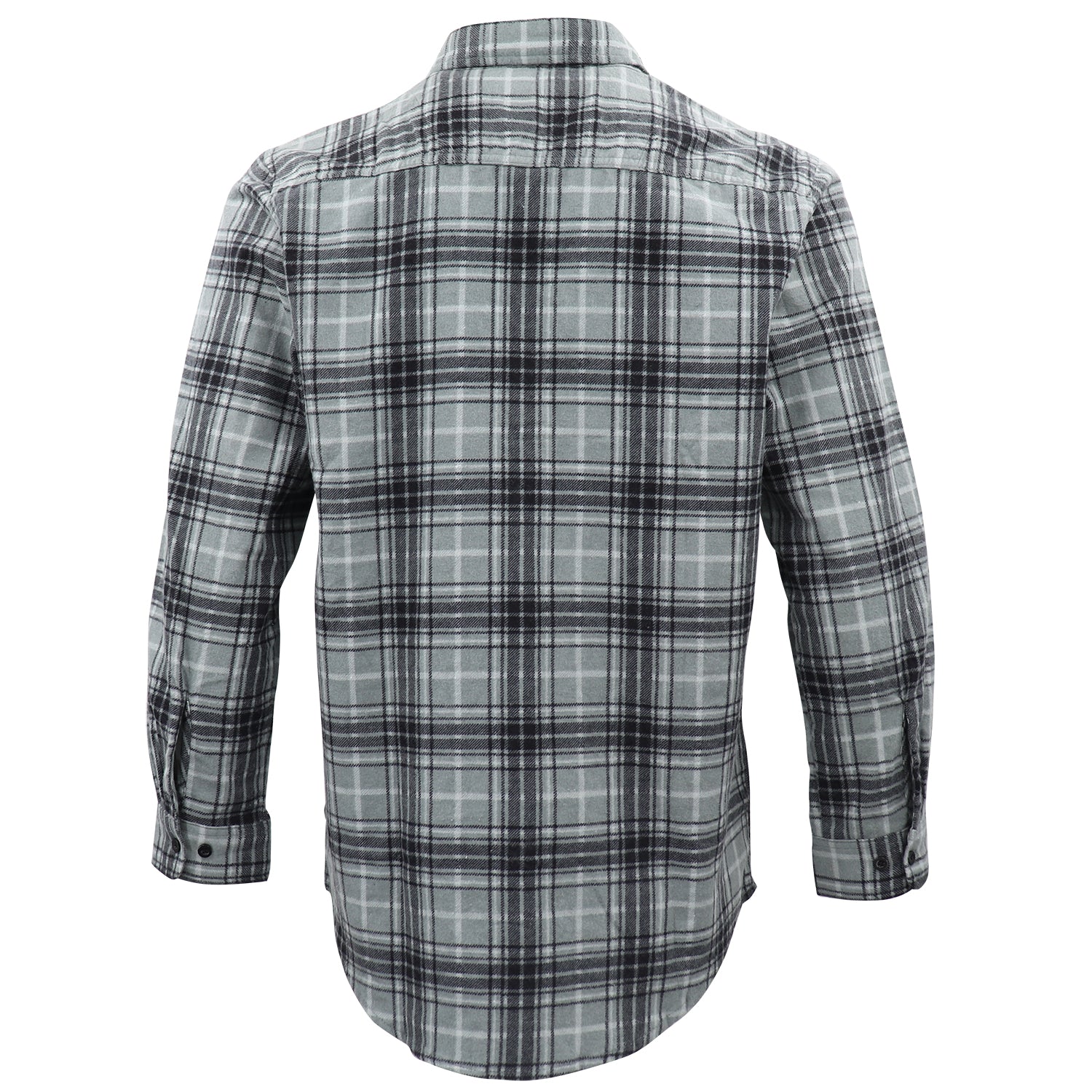 Men's 100% Cotton Flannelette Shirt Long Sleeve Plaid Check Flannel w Pockets, Granite Gray Plaid, M