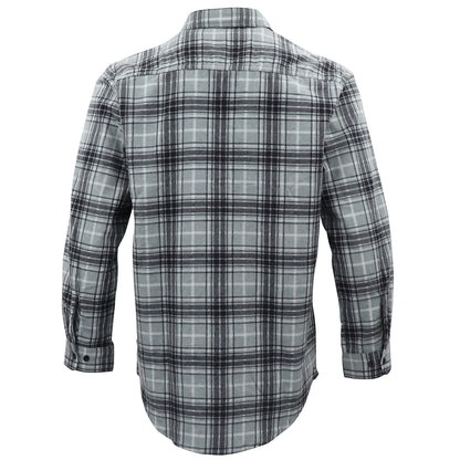 Men's 100% Cotton Flannelette Shirt Long Sleeve Plaid Check Flannel w Pockets, Granite Gray Plaid, L V474-666613