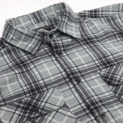 Men's 100% Cotton Flannelette Shirt Long Sleeve Plaid Check Flannel w Pockets, Granite Gray Plaid, L V474-666613