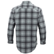 Men's 100% Cotton Flannelette Shirt Long Sleeve Plaid Check Flannel w Pockets, Granite Gray Plaid, XL