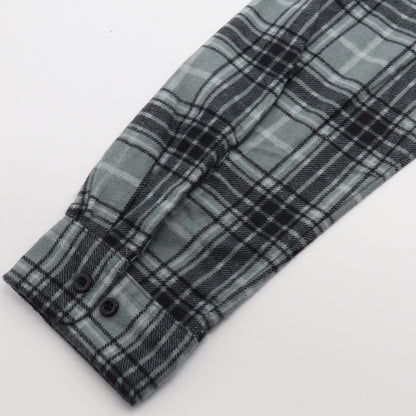 Men's 100% Cotton Flannelette Shirt Long Sleeve Plaid Check Flannel w Pockets, Granite Gray Plaid, XL V474-666614