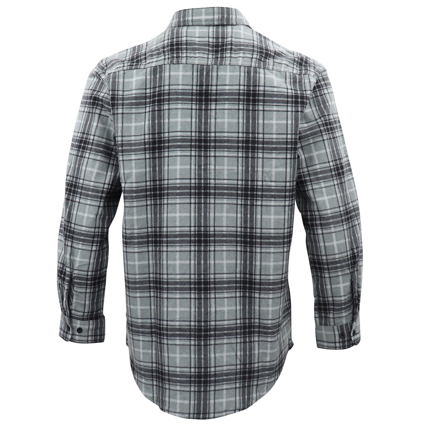 Men's 100% Cotton Flannelette Shirt Long Sleeve Plaid Check Flannel w Pockets, Granite Gray Plaid, 2XL V474-666615