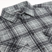 Men's 100% Cotton Flannelette Shirt Long Sleeve Plaid Check Flannel w Pockets, Granite Gray Plaid, 2XL