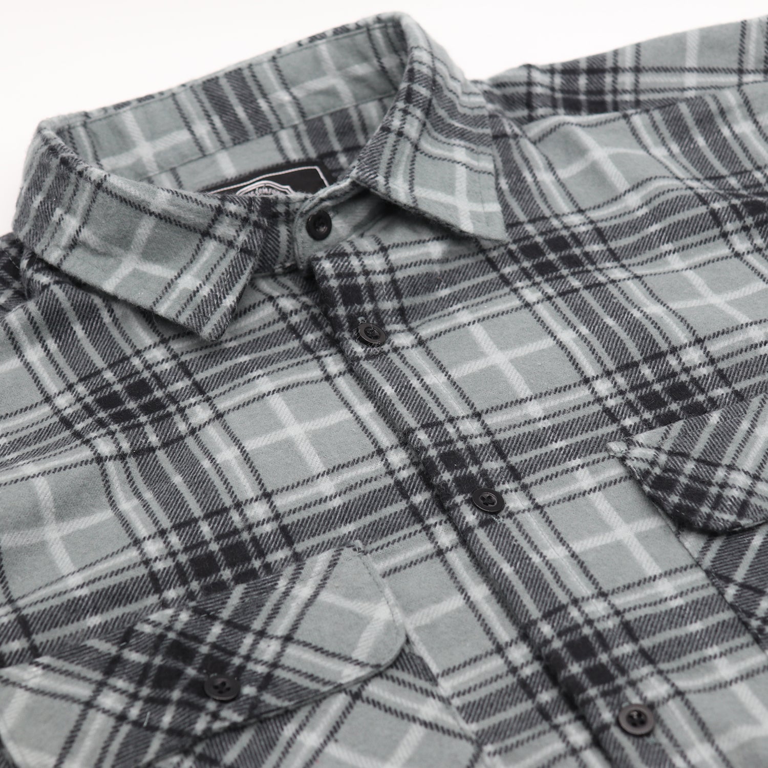 Men's 100% Cotton Flannelette Shirt Long Sleeve Plaid Check Flannel w Pockets, Granite Gray Plaid, 2XL