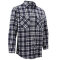 Men's 100% Cotton Flannelette Shirt Long Sleeve Plaid Check Flannel w Pockets, Midnight Navy Plaid, S