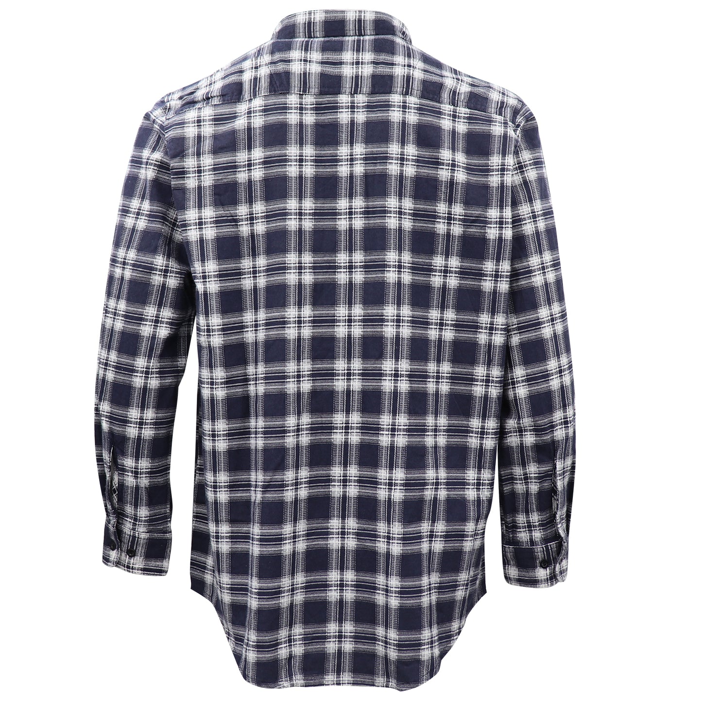 Men's 100% Cotton Flannelette Shirt Long Sleeve Plaid Check Flannel w Pockets, Midnight Navy Plaid, S V474-666617