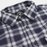 Men's 100% Cotton Flannelette Shirt Long Sleeve Plaid Check Flannel w Pockets, Midnight Navy Plaid, S