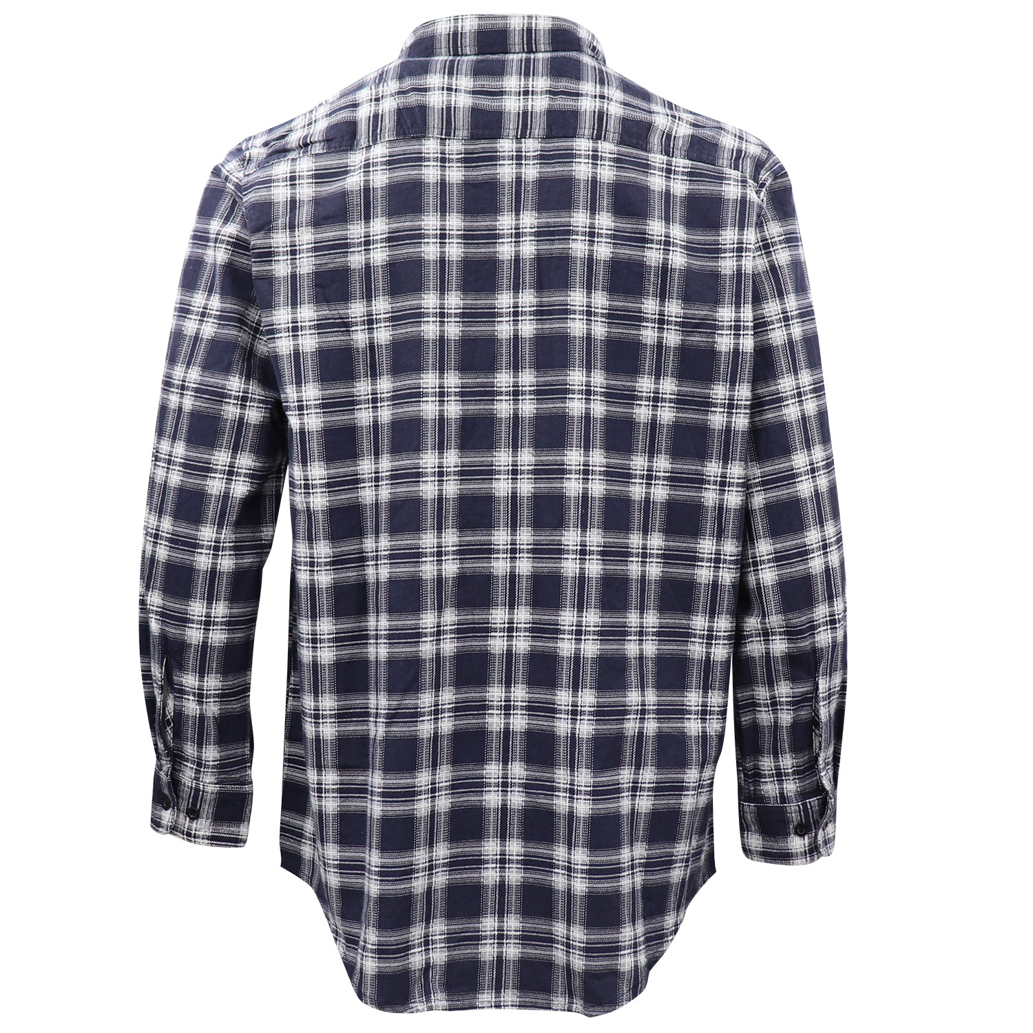 Men's 100% Cotton Flannelette Shirt Long Sleeve Plaid Check Flannel w Pockets, Midnight Navy Plaid, M