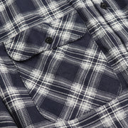 Men's 100% Cotton Flannelette Shirt Long Sleeve Plaid Check Flannel w Pockets, Midnight Navy Plaid, L