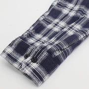 Men's 100% Cotton Flannelette Shirt Long Sleeve Plaid Check Flannel w Pockets, Midnight Navy Plaid, L