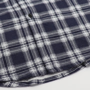Men's 100% Cotton Flannelette Shirt Long Sleeve Plaid Check Flannel w Pockets, Midnight Navy Plaid, L