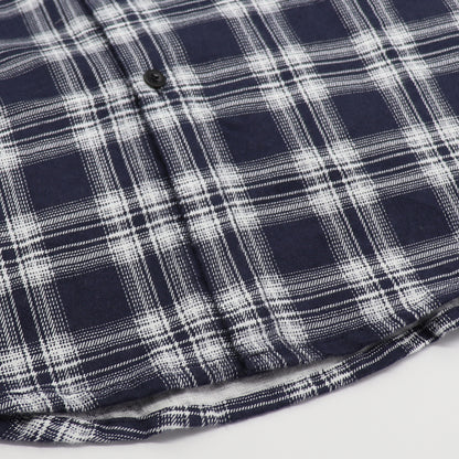 Men's 100% Cotton Flannelette Shirt Long Sleeve Plaid Check Flannel w Pockets, Midnight Navy Plaid, L V474-666619