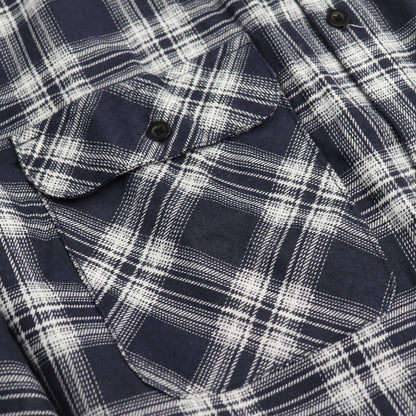 Men's 100% Cotton Flannelette Shirt Long Sleeve Plaid Check Flannel w Pockets, Midnight Navy Plaid, XL V474-666620