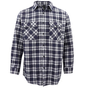 Men's 100% Cotton Flannelette Shirt Long Sleeve Plaid Check Flannel w Pockets, Midnight Navy Plaid, 2XL