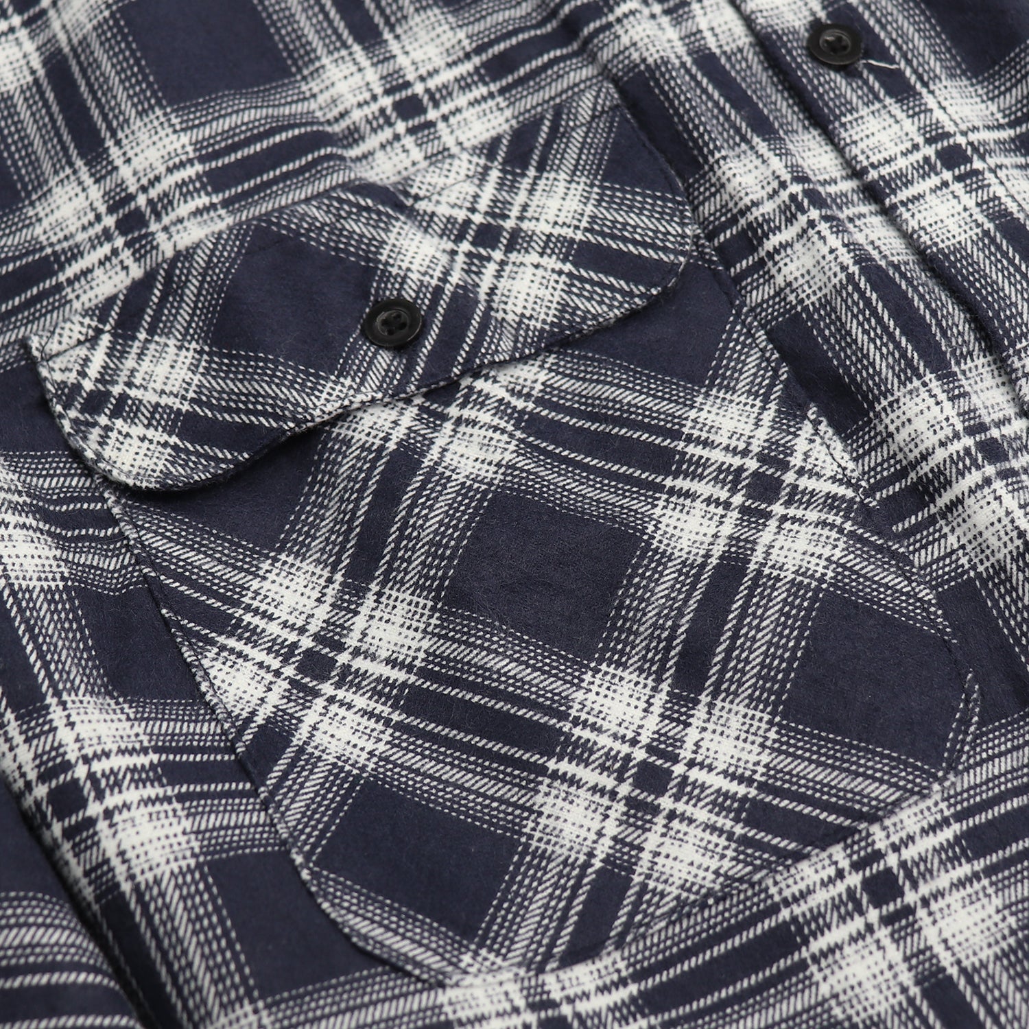 Men's 100% Cotton Flannelette Shirt Long Sleeve Plaid Check Flannel w Pockets, Midnight Navy Plaid, 2XL