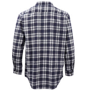 Men's 100% Cotton Flannelette Shirt Long Sleeve Plaid Check Flannel w Pockets, Midnight Navy Plaid, 3XL