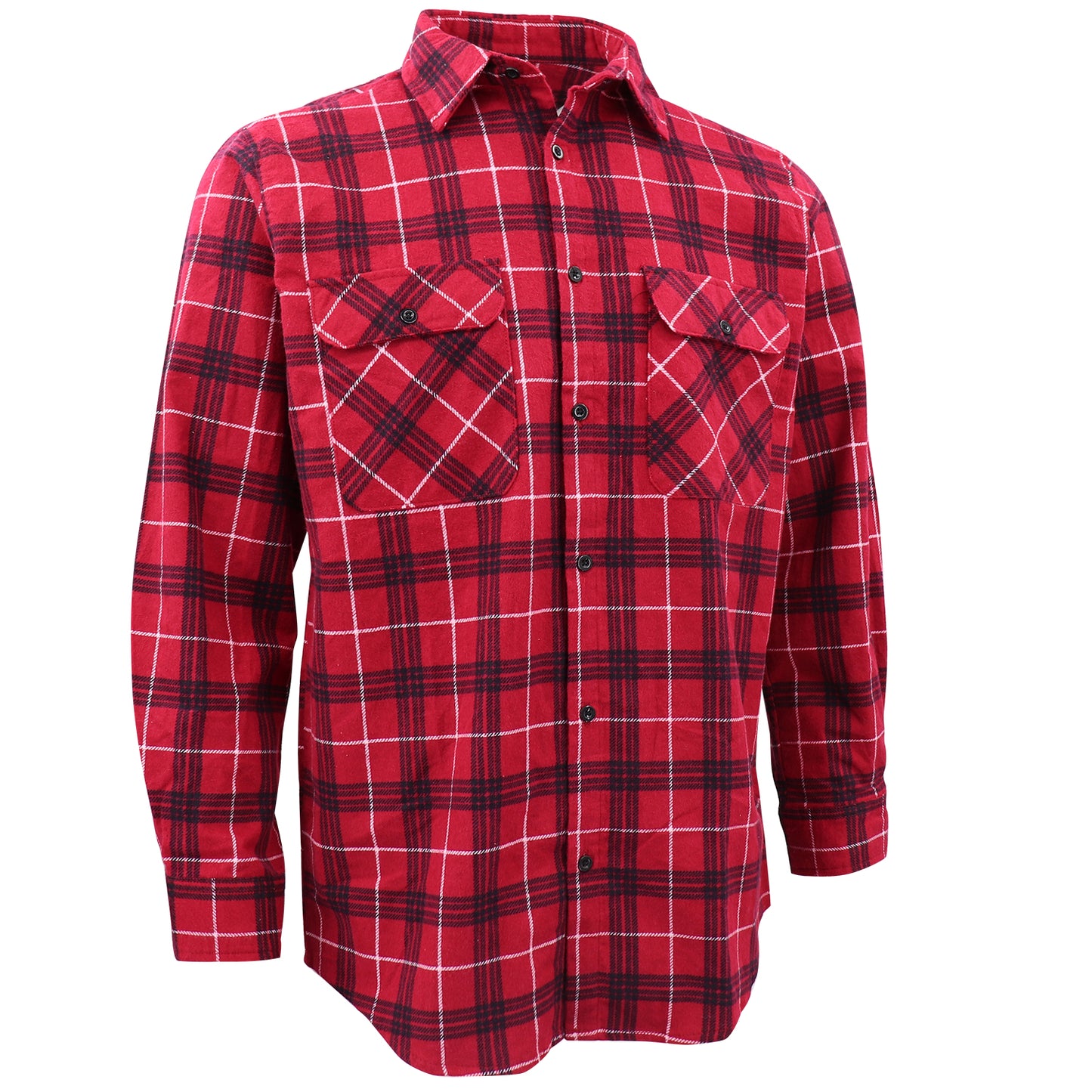 Men's 100% Cotton Flannelette Shirt Long Sleeve Plaid Check Flannel w Pockets, Scarlet Ember Plaid, XL V474-666626