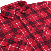 Men's 100% Cotton Flannelette Shirt Long Sleeve Plaid Check Flannel w Pockets, Scarlet Ember Plaid, XL