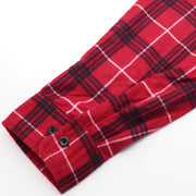 Men's 100% Cotton Flannelette Shirt Long Sleeve Plaid Check Flannel w Pockets, Scarlet Ember Plaid, XL
