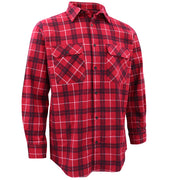 Men's 100% Cotton Flannelette Shirt Long Sleeve Plaid Check Flannel w Pockets, Scarlet Ember Plaid, 3XL