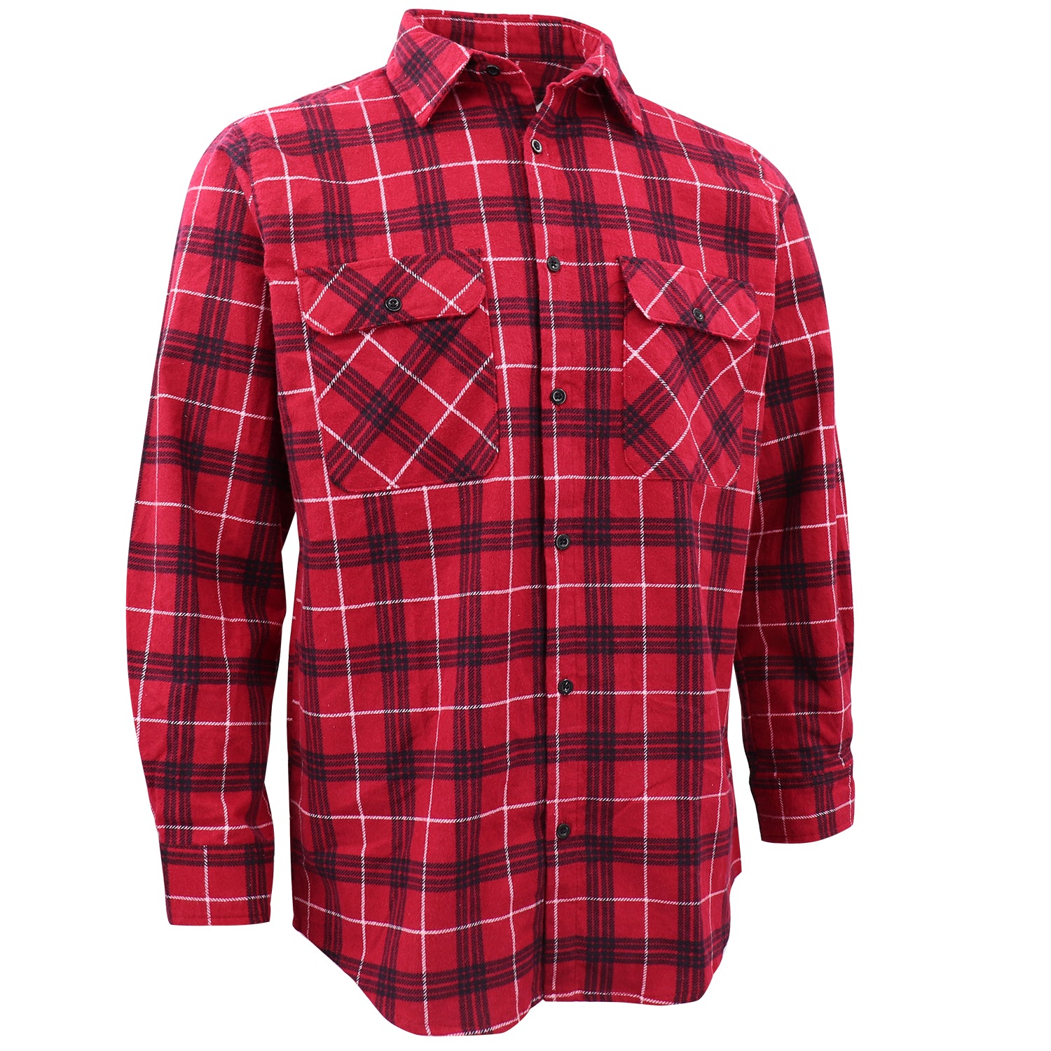 Men's 100% Cotton Flannelette Shirt Long Sleeve Plaid Check Flannel w Pockets, Scarlet Ember Plaid, 3XL V474-666628