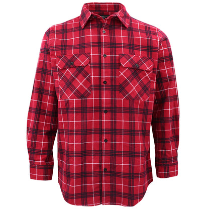 Men's 100% Cotton Flannelette Shirt Long Sleeve Plaid Check Flannel w Pockets, Scarlet Ember Plaid, 3XL V474-666628