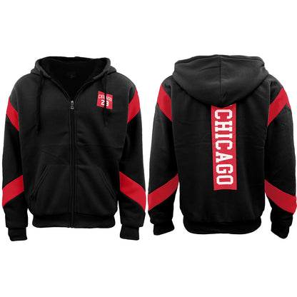 Mens Fleece Sherpa Fur Hooded Thick Winter Jacket Chicago 23 Michael Jordan Coat, Black, L V474-669333