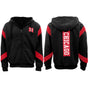 Mens Fleece Sherpa Fur Hooded Thick Winter Jacket Chicago 23 Michael Jordan Coat, Black, L V474-669333