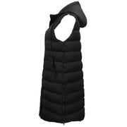 Women's Longline Padded Vest Hooded Jacket Puffer Puffy Quilted Zip Coat Gilet, Black, 12