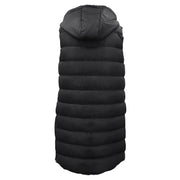Women's Longline Padded Vest Hooded Jacket Puffer Puffy Quilted Zip Coat Gilet, Black, 18