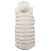 Women's Longline Padded Vest Hooded Jacket Puffer Puffy Quilted Zip Coat Gilet, Khaki, 18