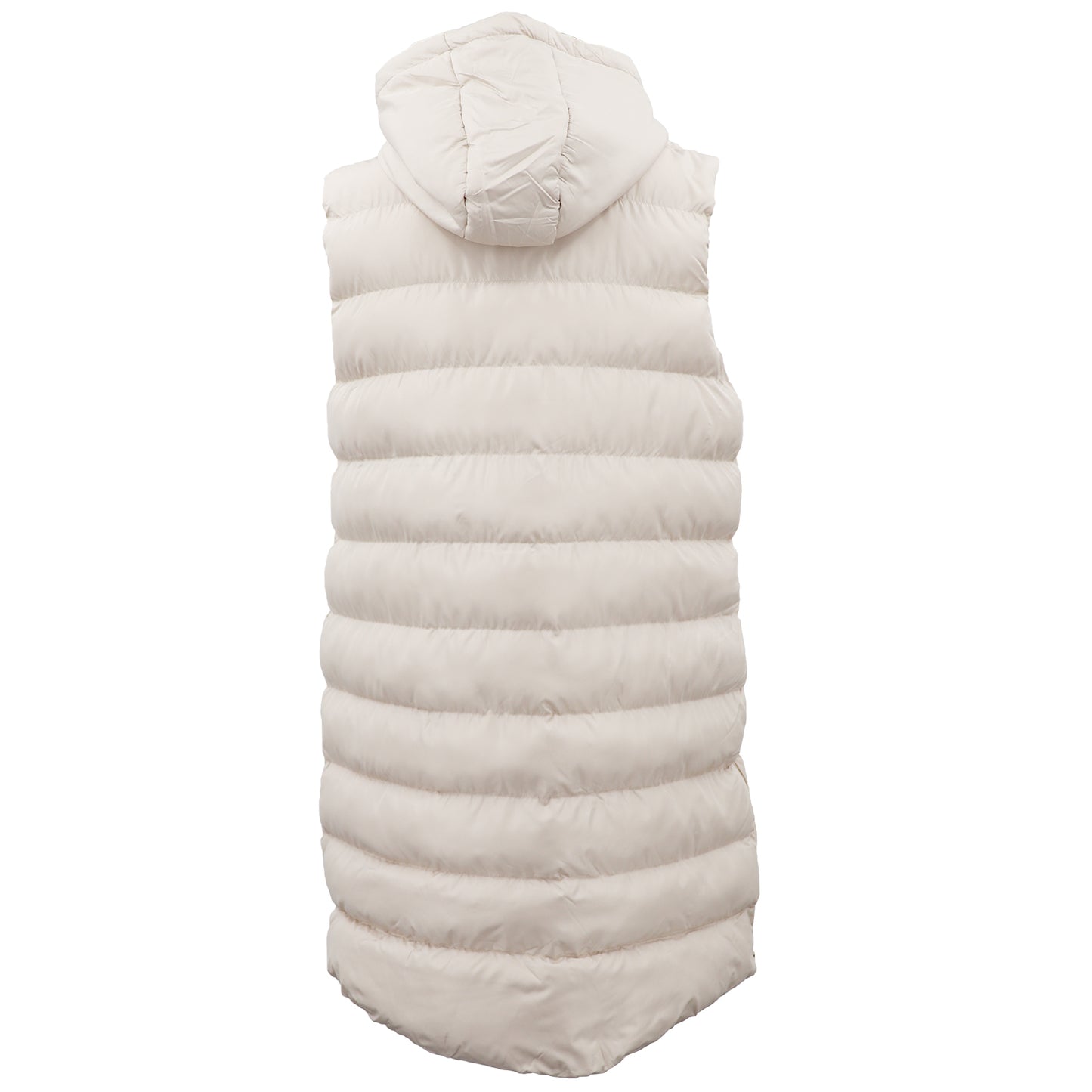 Women's Longline Padded Vest Hooded Jacket Puffer Puffy Quilted Zip Coat Gilet, Khaki, 18 V474-674170