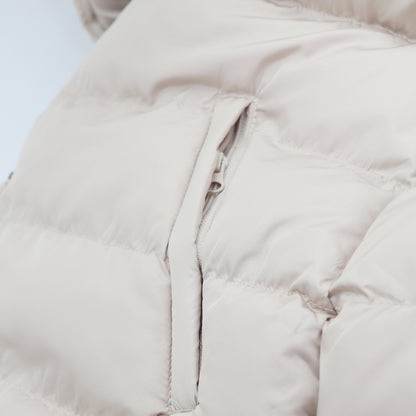 Women's Longline Padded Vest Hooded Jacket Puffer Puffy Quilted Zip Coat Gilet, Khaki, 18 V474-674170