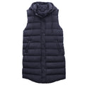Women's Longline Padded Vest Hooded Jacket Puffer Puffy Quilted Zip Coat Gilet, Navy, 8