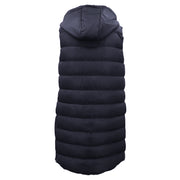 Women's Longline Padded Vest Hooded Jacket Puffer Puffy Quilted Zip Coat Gilet, Navy, 16