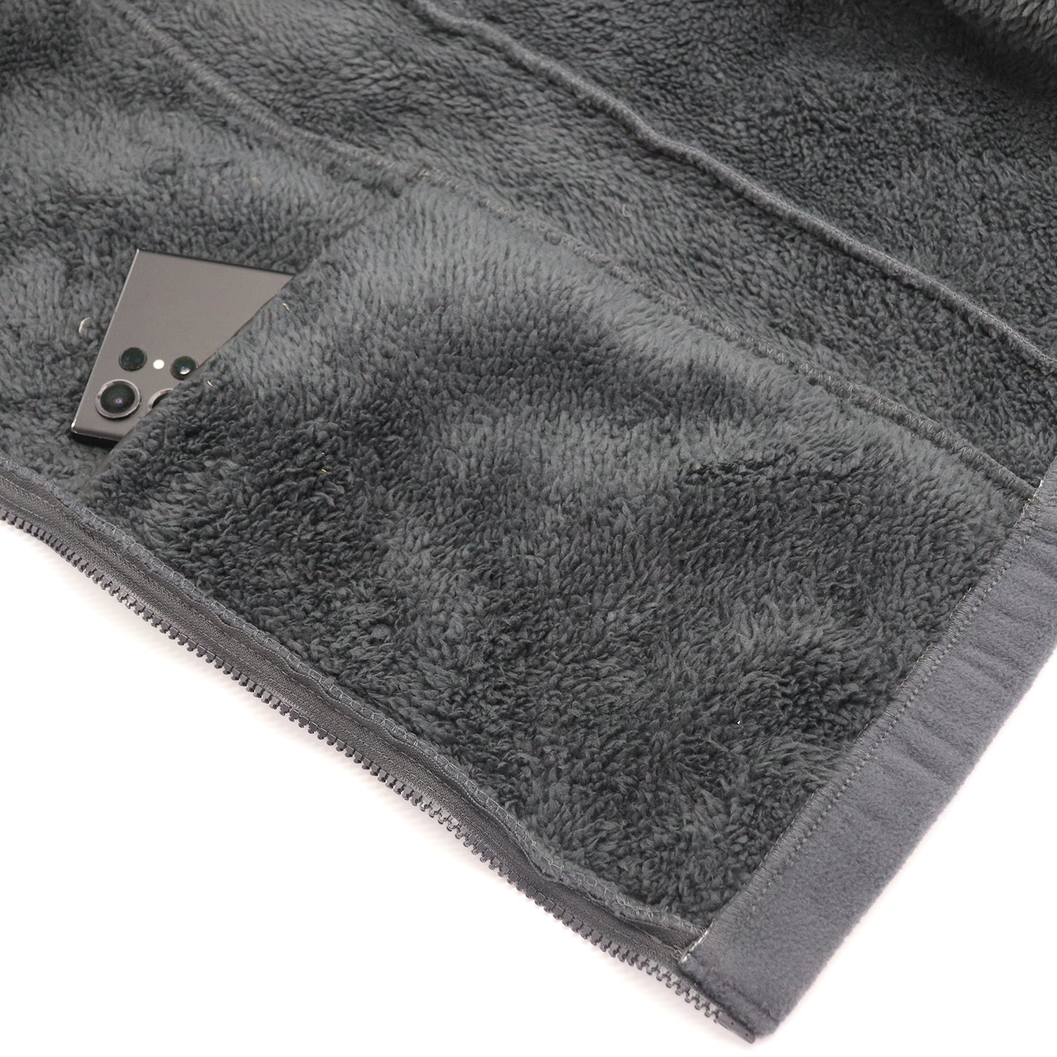 Mens Thick Zip Up Jumper w Sherpa Fur Lined Sweatshirt Winter Unisex Jacket Coat, Black, 2XL