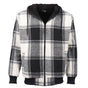 Men's Thick Sherpa Fur Lined Plaid Hoodie Jacket Zip Hooded Jumper Coat Sweater, Black & White, M V474-674299