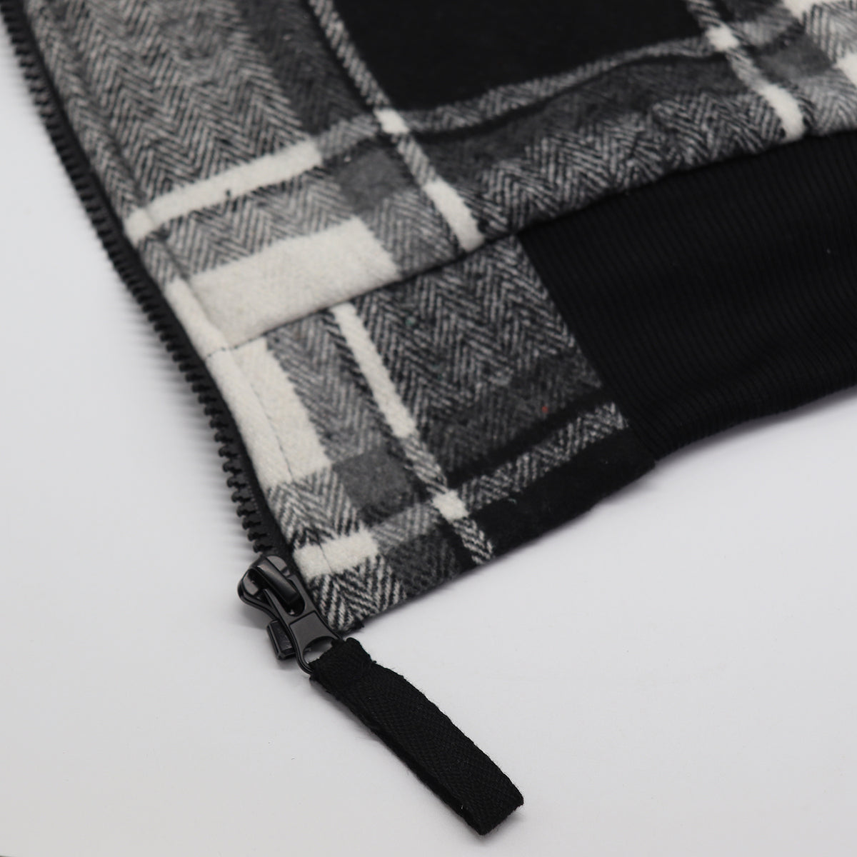 Men's Thick Sherpa Fur Lined Plaid Hoodie Jacket Zip Hooded Jumper Coat Sweater, Black & White, M V474-674299